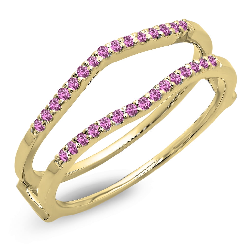 0 18 Carat ctw 10K Yellow Gold Round Pink Sapphire Ladies Anniversary Wedding Band Enhancer Guard Double Ring c5dc2774 74b9 4215 87ce 28c98ae1b0fa 1.2ee0fbbfb87c2dae39323331b03f7609 - uosealmgroup.com